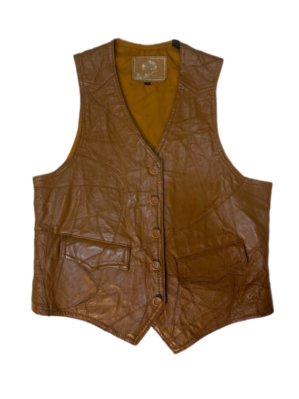 Sundance Mens Tan Leather Vest Size Medium Western Americana